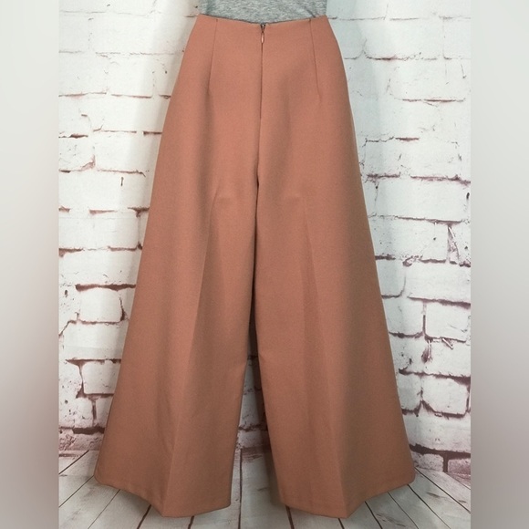 TOPSHOP Dusty Pink Lace-Up Waist Wide Leg Trousers Gauchos Culottes Size 6 - Picture 7 of 14